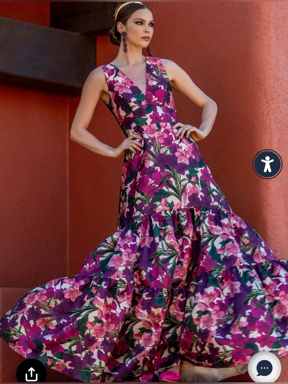 NEW Sachin + Babi Rori Floral Tiered Gown, Size 2